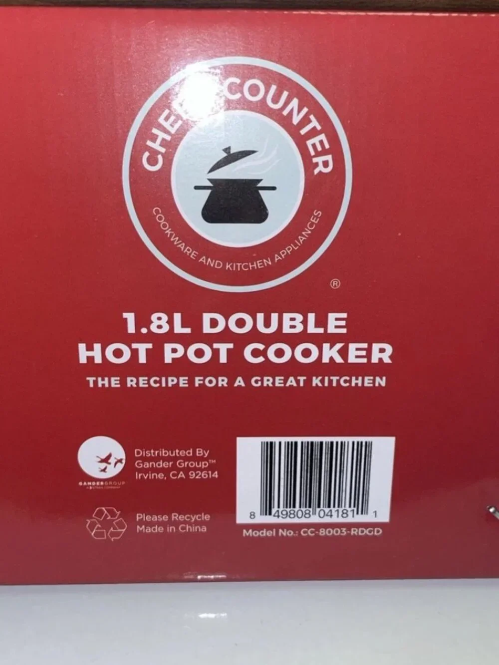 Chef's Counter 1.8L Double Hot Pot Cooker 200W Temp Control Nonstick Red